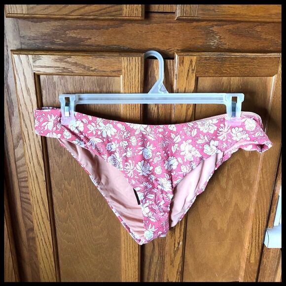 J Crew Pink Floral Tossed Curved Waist Cheeky Bikini Bottom - XXL - Picture 2 of 7